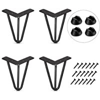 4 Patas Mesa Patas Hairpin Patas a Horquilla Para Mesa de Acero Patas Muebles Robustas Con Tornillos y Bases Protectoras